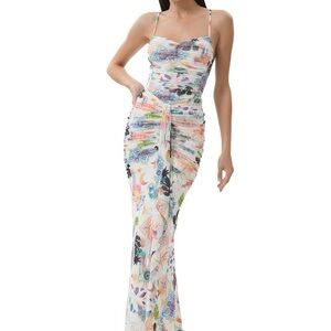 AFRM Colorful Abstract Midi Dress